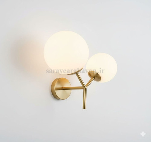 دیوارکوب(چراغ دیواری) مدرن فلزی 2 شعله، ارسال با حباب D137