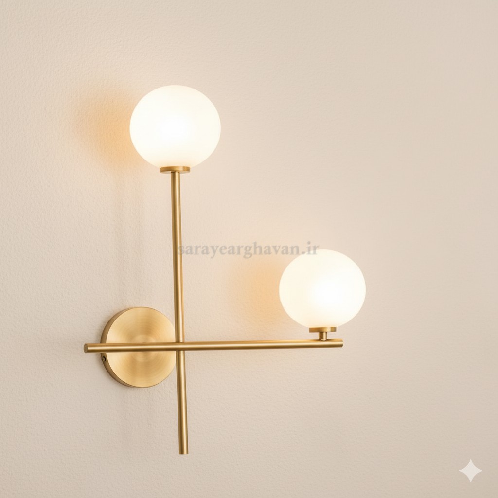 دیوارکوب(چراغ دیواری)مدرن فلزی 2 شعله، ارسال با حباب D123