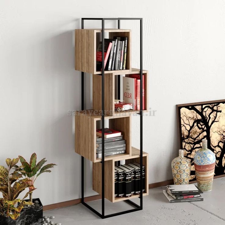استند(شلف باکس) ایستاده دکوری مدرن فلزی (با رویه MDF) G178