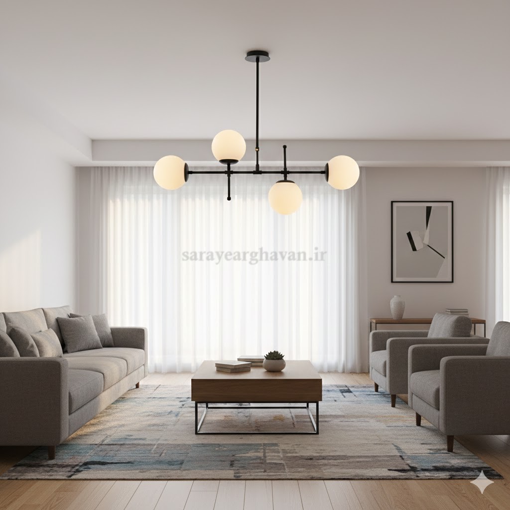 لوستر کانتری مدرن4 شعله زیبا (با ارسال حباب) K130