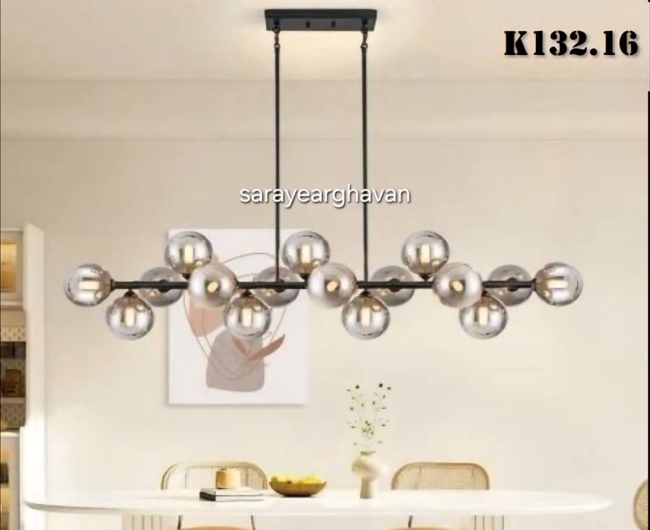 لوستر کانتری مولکولی مدرن16 شعله (با ارسال حباب) K132.16