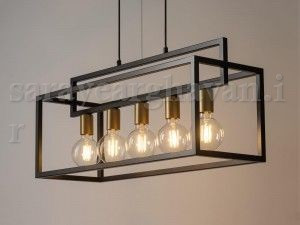لوستر کانتری مدرن 5 شعله طرحی مکعبی شیک و کلاسیک K148