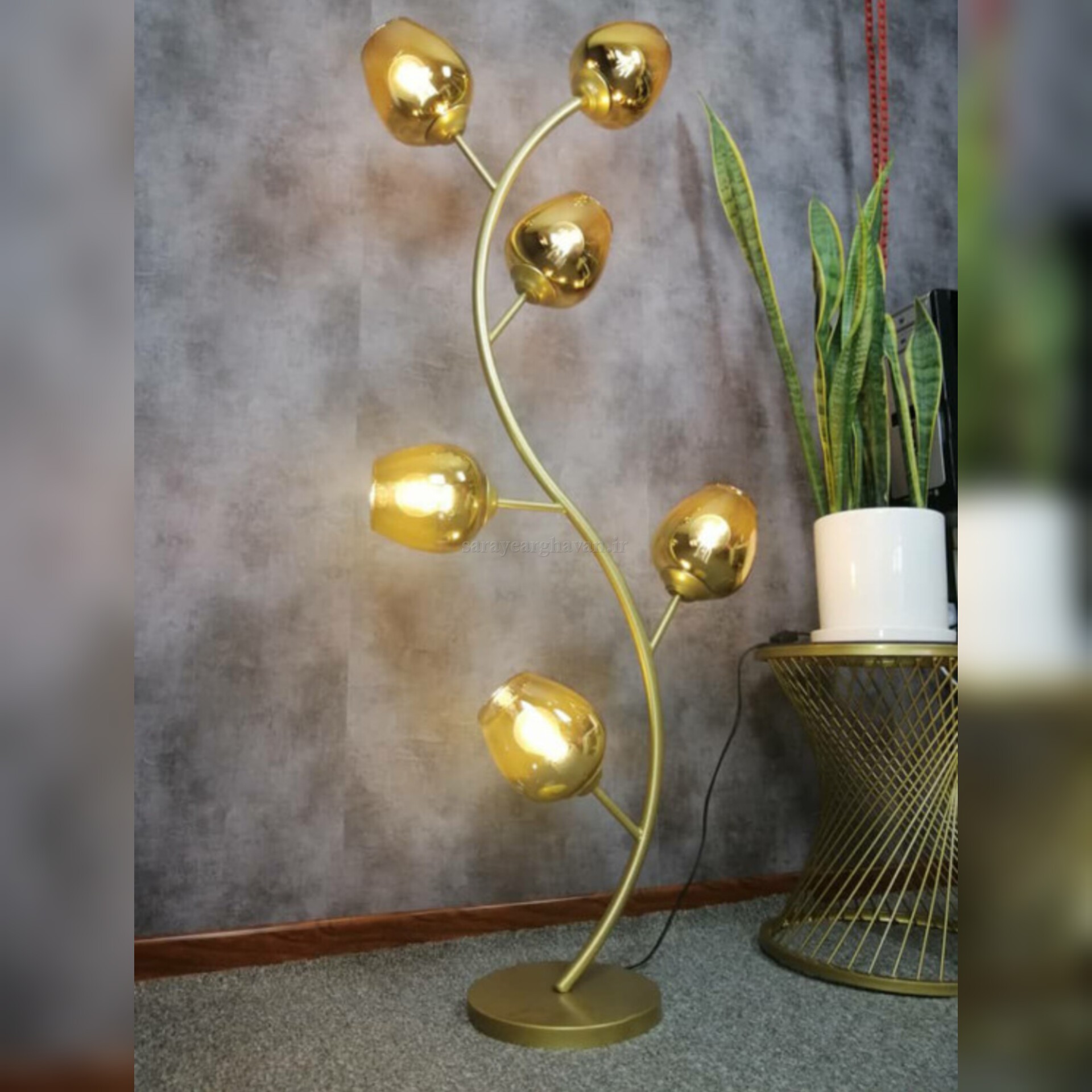 آباژور ایستاده مدرن فلزی 6 شعله (ارسال با حباب) R133