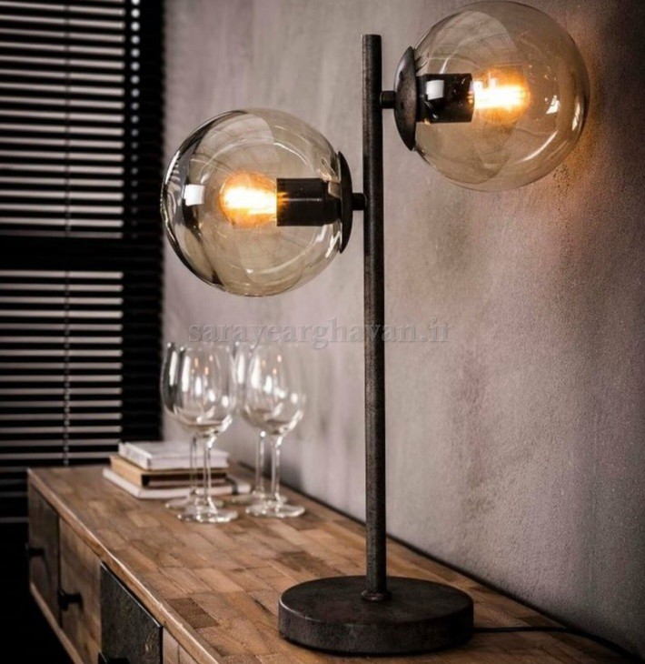 آباژور رومیزی مدرن فلزی 2 شعله(ارسال با حباب) R178