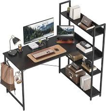 میز تحریر و اداری و کامپیوتر کد P105 | بدنه فلزی با صفحه رویی MDF | با کتابخانه 4 طبقه